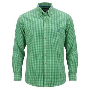 Resistol Button Down Shirt L Cotton Blend Western Cowboy Rodeo Gingham Green